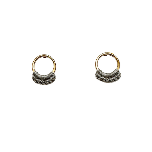 Ember Studs // Small Circle Metal & Lace Earrings