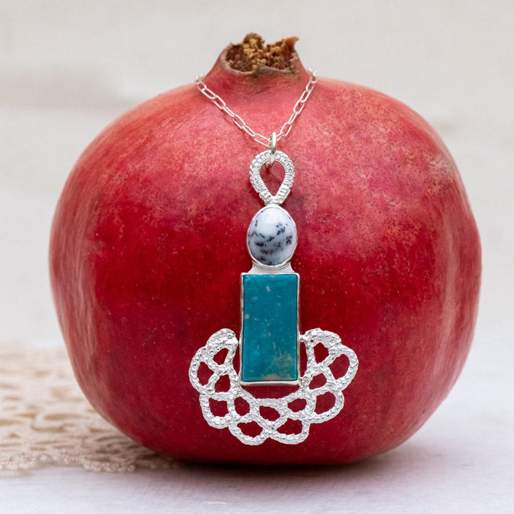 Dendritic Opal & Turquoise Marcela Pendant