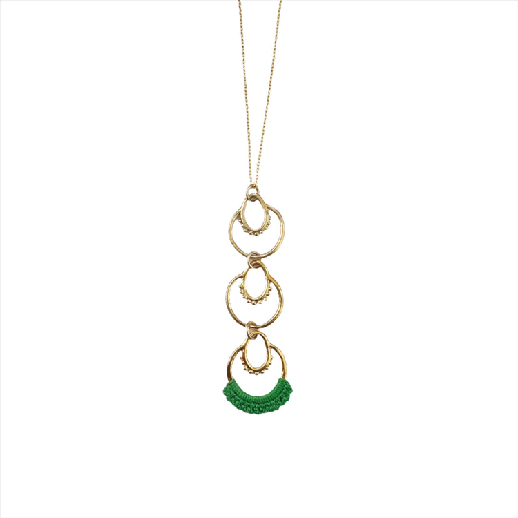 Athra Necklace // Three Tier Drop Metal & Lace Necklace