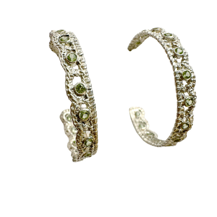 Large Rachael Hoops // Peridot Gemstones