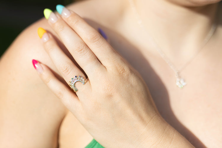 Rainbow Monica 7 Stone Ring