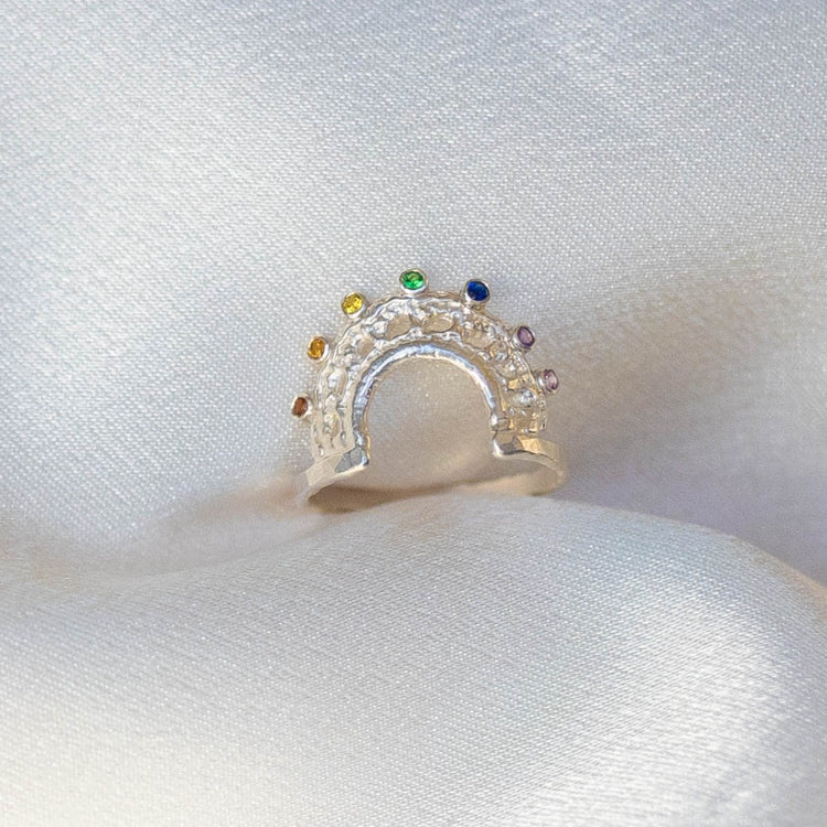 Rainbow Monica 7 Stone Ring