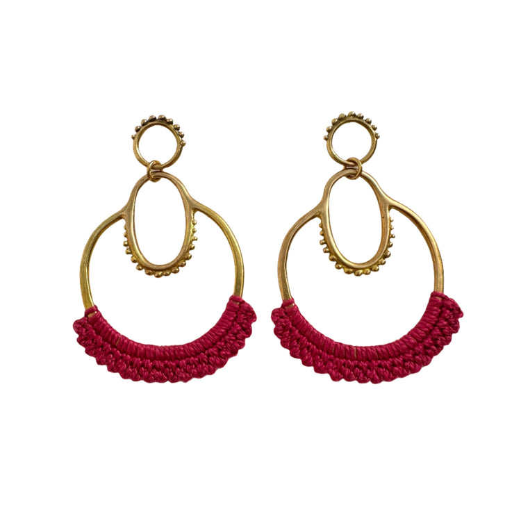 Suna Earrings // Large Metal & Lace Statement Stud Earrings