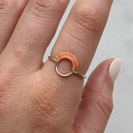 Ember Ring // Sterling Silver + Peach // Size 8.5-Rings-Twyla Dill-Seattle Jewelry-Handmade Jewelry-Seattle Jeweler-Twyla Dill