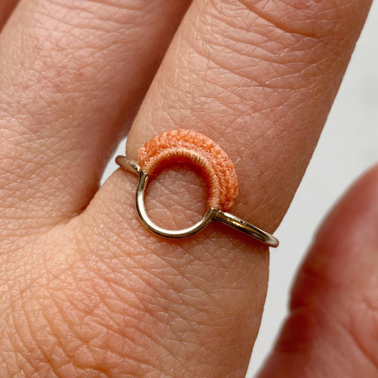 Ember Ring // Sterling Silver + Peach // Size 8.5-Rings-Twyla Dill-Seattle Jewelry-Handmade Jewelry-Seattle Jeweler-Twyla Dill