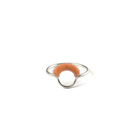 Ember Ring // Sterling Silver + Peach // Size 8.5-Rings-Twyla Dill-Seattle Jewelry-Handmade Jewelry-Seattle Jeweler-Twyla Dill